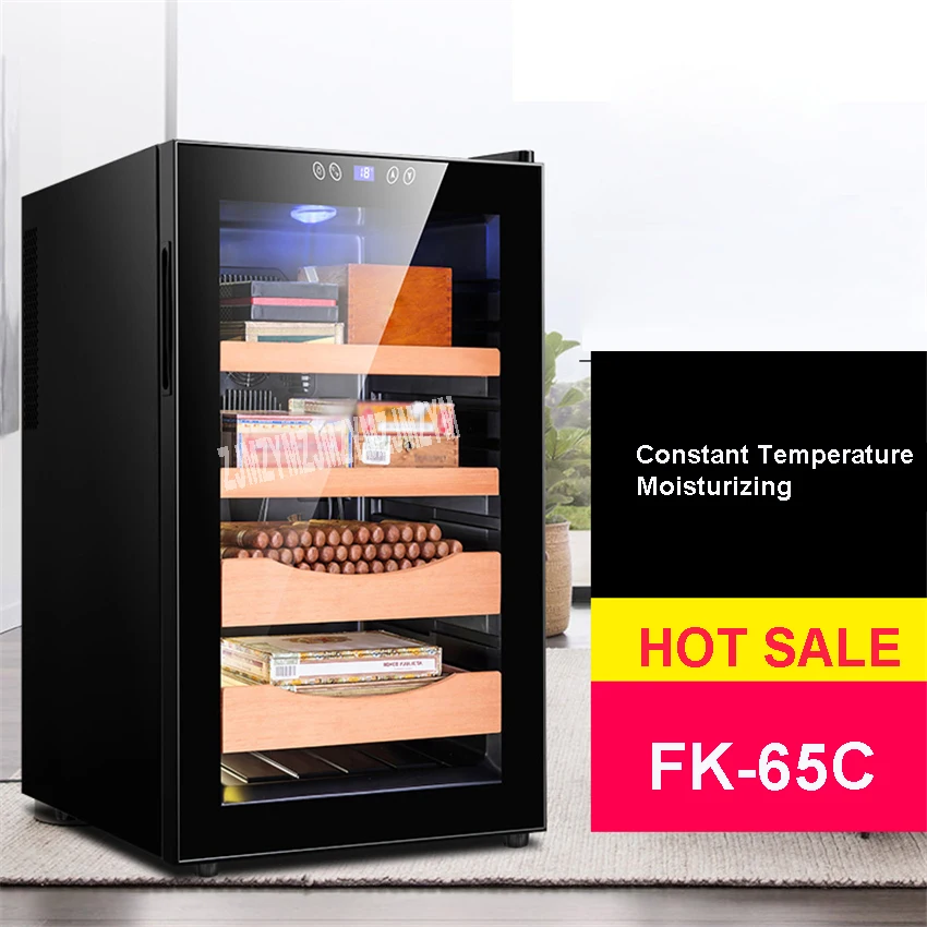 

FK-65C 70L Electronic Cigar Humidor Cedar Wood Thermostatic Cigar Storage Box with Humidifier and Hygrometer Air Cooling Cabinet