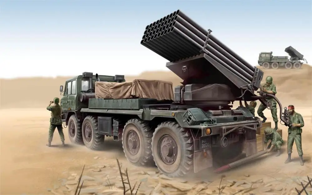 Художественный Рисунок боевой автомобиль ракета артиллерия пустыня 4 размера