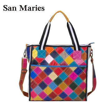 

Genuine Leather Bags Handbags Women Famous Brands Women Messenger Bag Colorful Purse Lady Handbag Bolso Feminina / Bags
