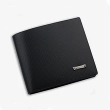 Slim Men Casual Wallet Metal Logo Spanish Diamond Pattern Leather Simple Wallet Bifold 3 Credit Card Holder Horizontal Purse Bag