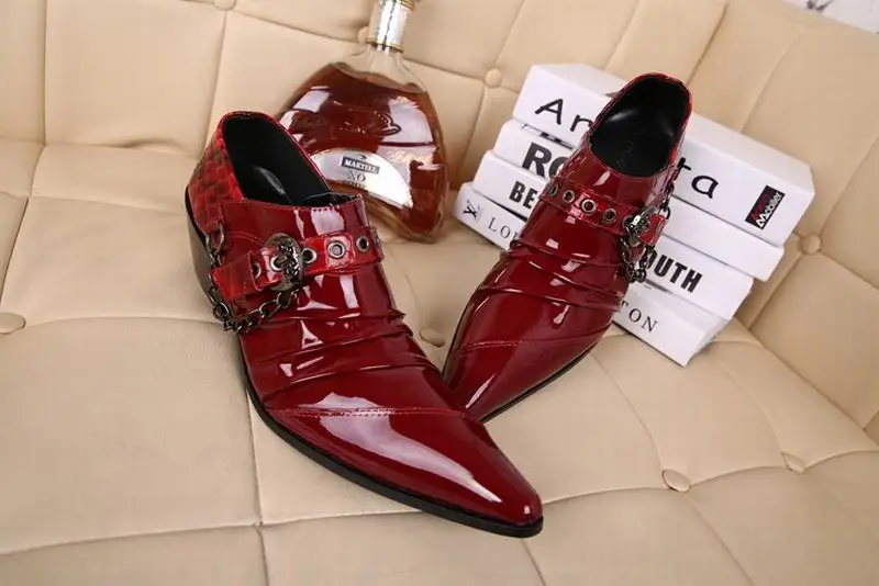 sl43 Para Fivela Patente Punk Red Os Vermelho Wine De Genuíno Do Sl49 sl43 Da Deslizar Couro Homem Cadeia Black Oxfords Moda Festa Sapatos Vestido Red Homens Sobre Casamento Formal PaTfqF