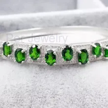 Diopside браслет Натуральный Реальный диопсид 925 серебро для мужчин или женщин 0.6ct* 10 шт драгоценные камни за ювелирные изделия# XY1862101