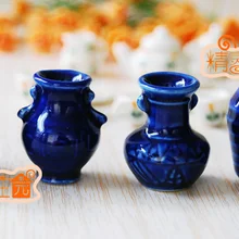 Мини кукольный домик аксессуары для мини-мебели модель керамической художественной вазы четыре набора синего цвета