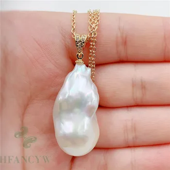 

16-34mm Huge White Baroque Pearl Pendant 18 inches Necklace accessories REAL jewelry