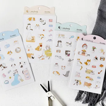 

4 pcs/pack Dog Cat Decorative Diary Sticker Scrapbook Decoration Stationery DIY Stickers School Office Supply
