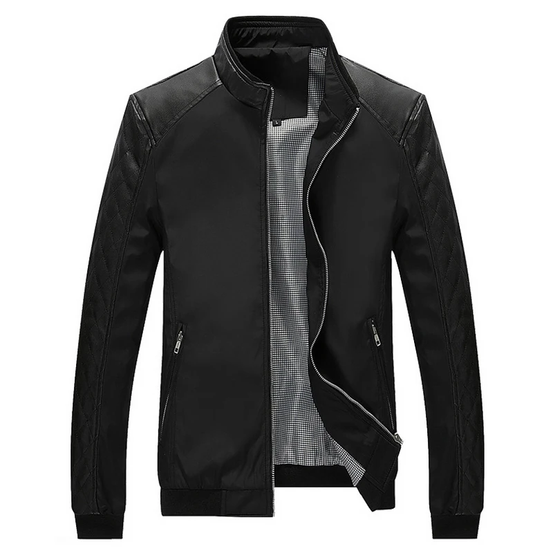 2018 Men's Casual Jacket Men Spring Autumn Slim Fit Business Coat Male 5XL Black Windbreaker PU Leather Bomber Jackets