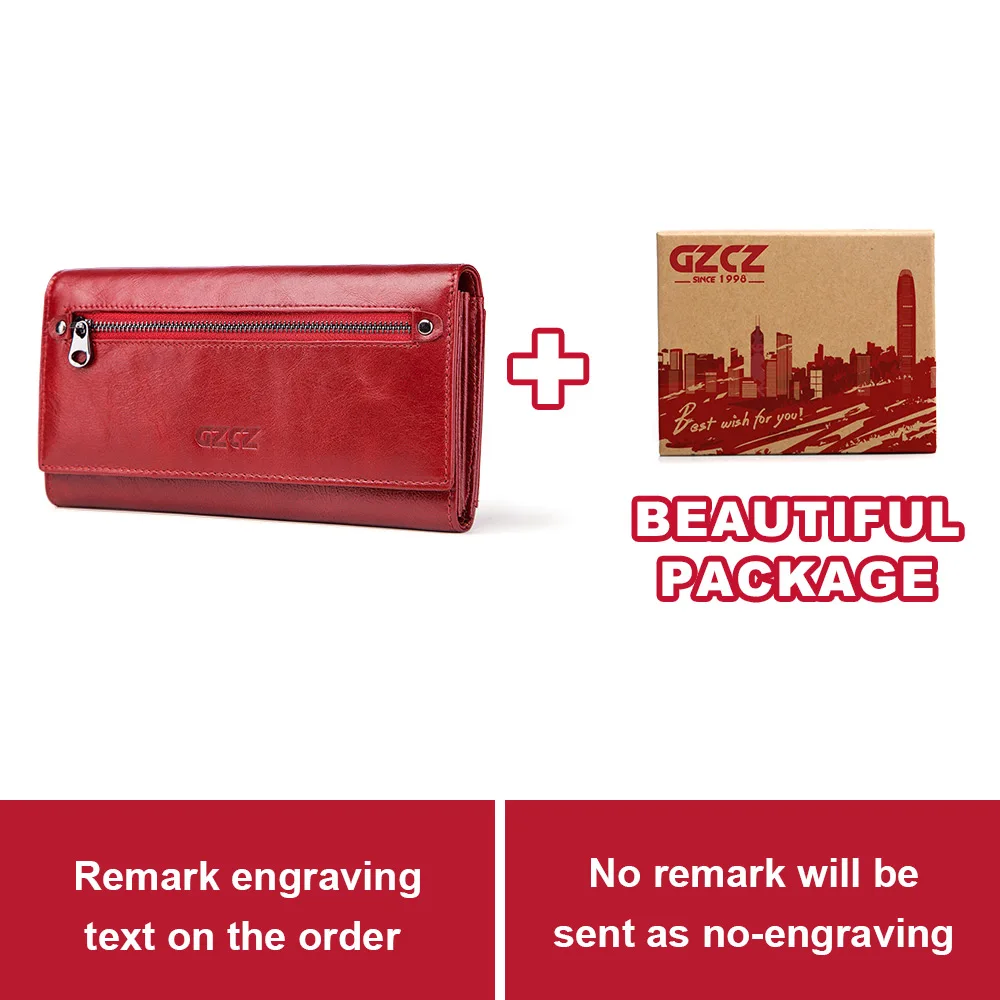 Гравировка, новинка, Женский кошелек из натуральной кожи, модный Rfid кошелек, маленькие женские кошельки на молнии, кошелек с зажимом для денег - Цвет: Red-L-BOX