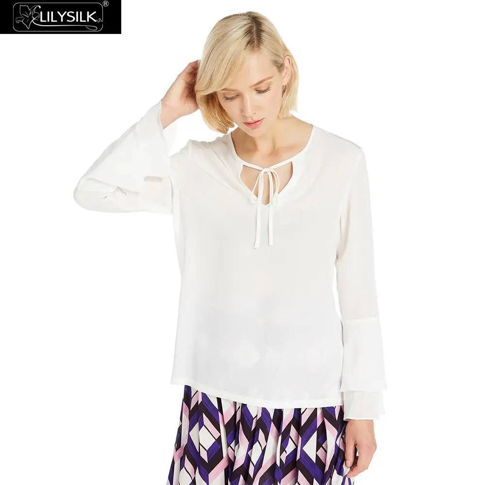 

LILYSILK Blouse Silk Layered Bell Sleeve Ladies Tops Free Shipping Clearance Sale