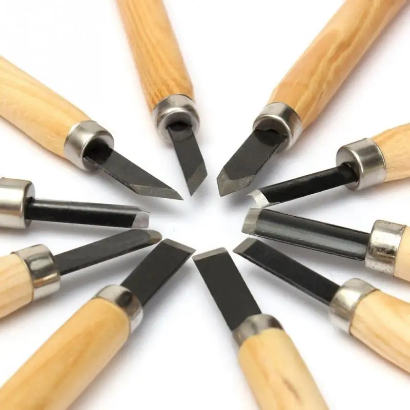 

10 Pc Wood Carving Chisel Set handheld Mini Chisels Kit Handy Cutting Burin Tools Set