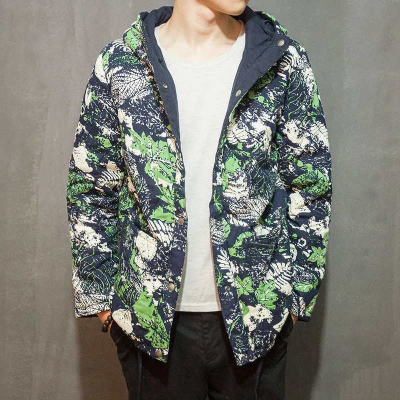 New winter men jacket both sides wear warm hooded jacket man coat cotton parka outwear coat