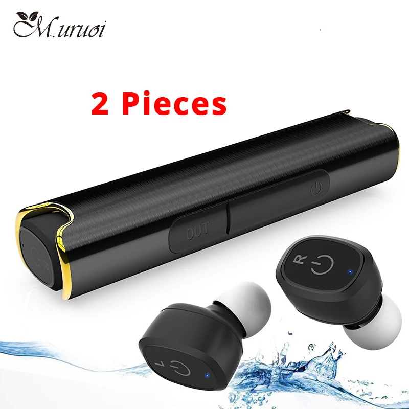 

M.uruoi 1 Combo (2 pieces) Noise Cancelling Earbuds IPX7 Waterproof Bluetooth 4.2 Headset Inear Earphones True Wireless Earbuds
