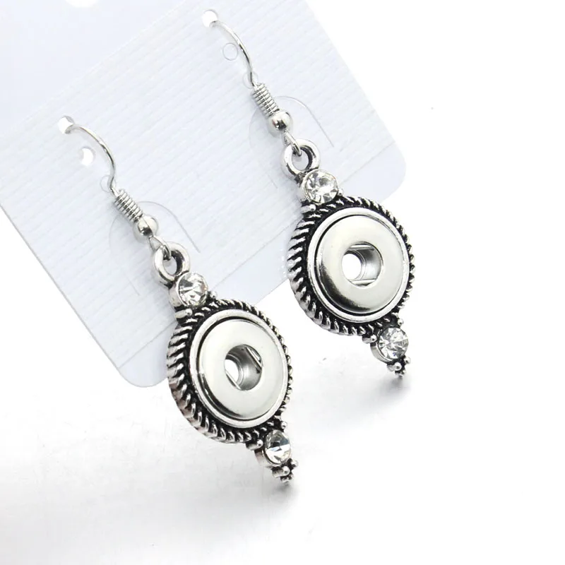 

New Fashion Snap Button Rhinestones hook earrings 12mm Snap Button Earrings for DIY Woman Jewelry 8433