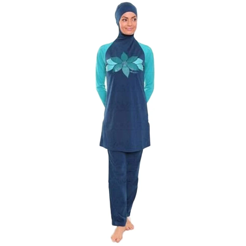 Пуш-ап длинный рукав плюс размер женский полный Купальник костюм Burkinis мусульманская одежда для плавания скромный исламский купальный костюм Baiclothing - Цвет: 13