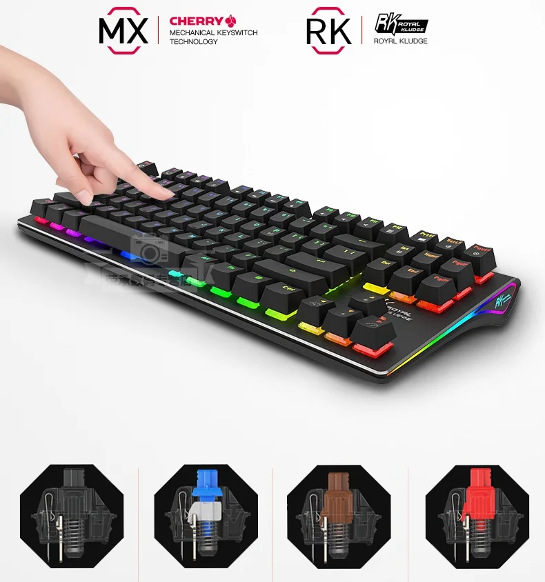 Royal Kludge RK G87 двойной режим Bluetooth беспроводной/USB Проводная RGB подсветка перезаряжаемая Механическая игровая клавиатура RK/Cherry Axis