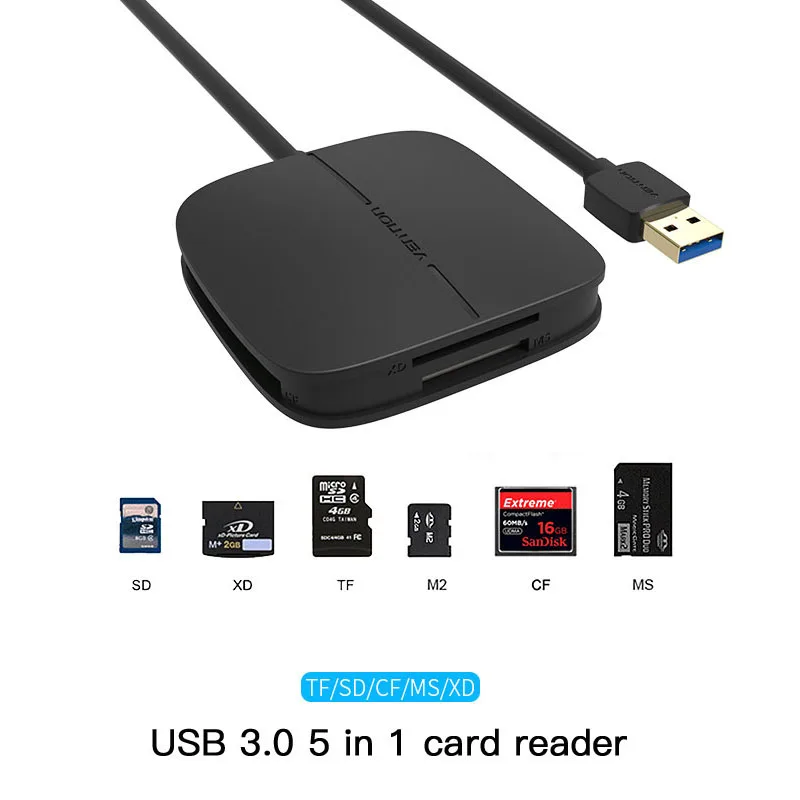 Vention устройство для чтения карт SD все в одном USB 3,0 50 см Micro SD TF мульти-устройство для чтения карт памяти Поддержка 256 ГБ для ноутбука Macbook