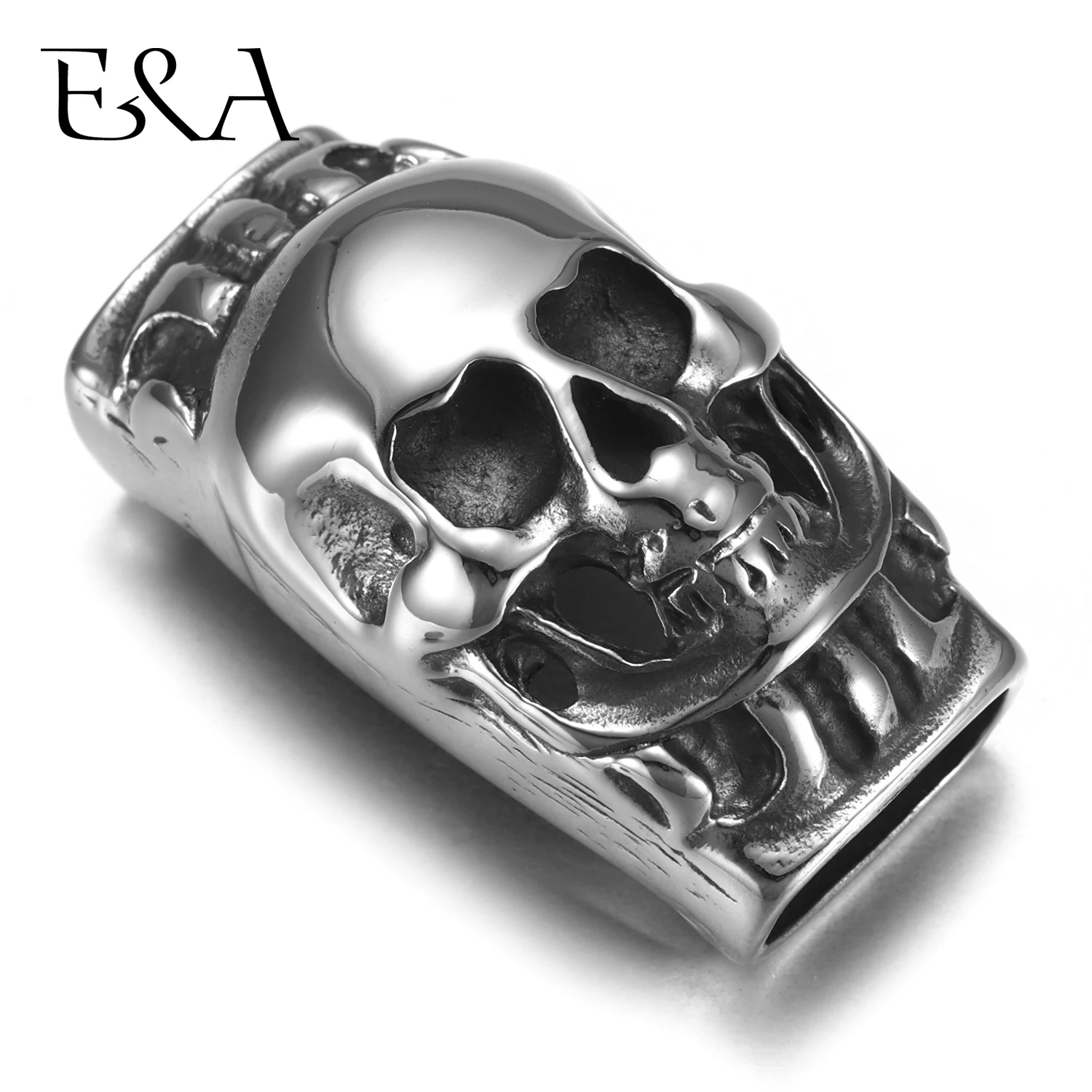 

Stainless Steel Slider Beads Skull 13*7mm Hole Slide Charms for Men Leather Bracelet Punk Jewelry Making DIY Supplies