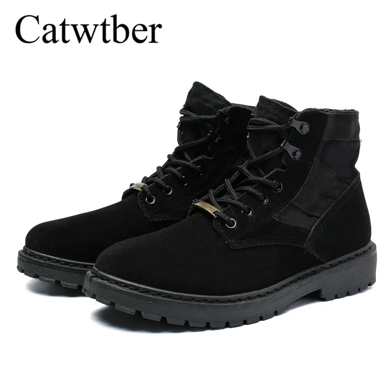 Catwtber 2018 Новое поступление Демисезонный сапоги Для мужчин Ретро замши унисекс