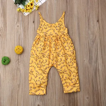 

Pudcoco Toddler Baby Girl Clothes Sleeveless Flower Print Strap Chiffon Romper Jumpsuit One-Piece Outfit Playsuit Clothes