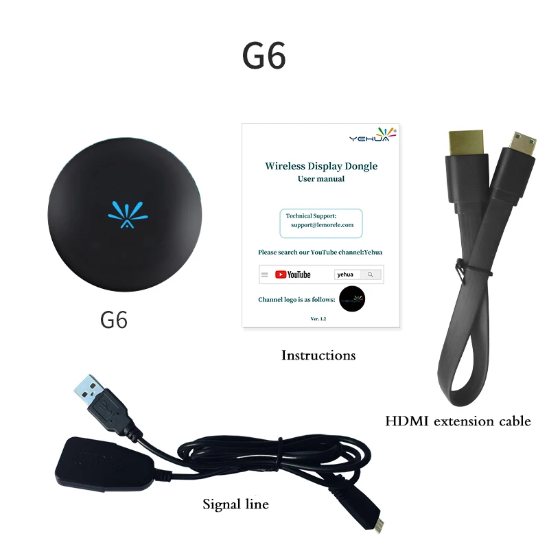 Yehua G6 беспроводной ключ с дисплеем Chromecast ТВ Stick miracast Airplay HD 1080 P 3D адресации любому устройству группы приемник Wi-Fi Dongle IOS Android ПК