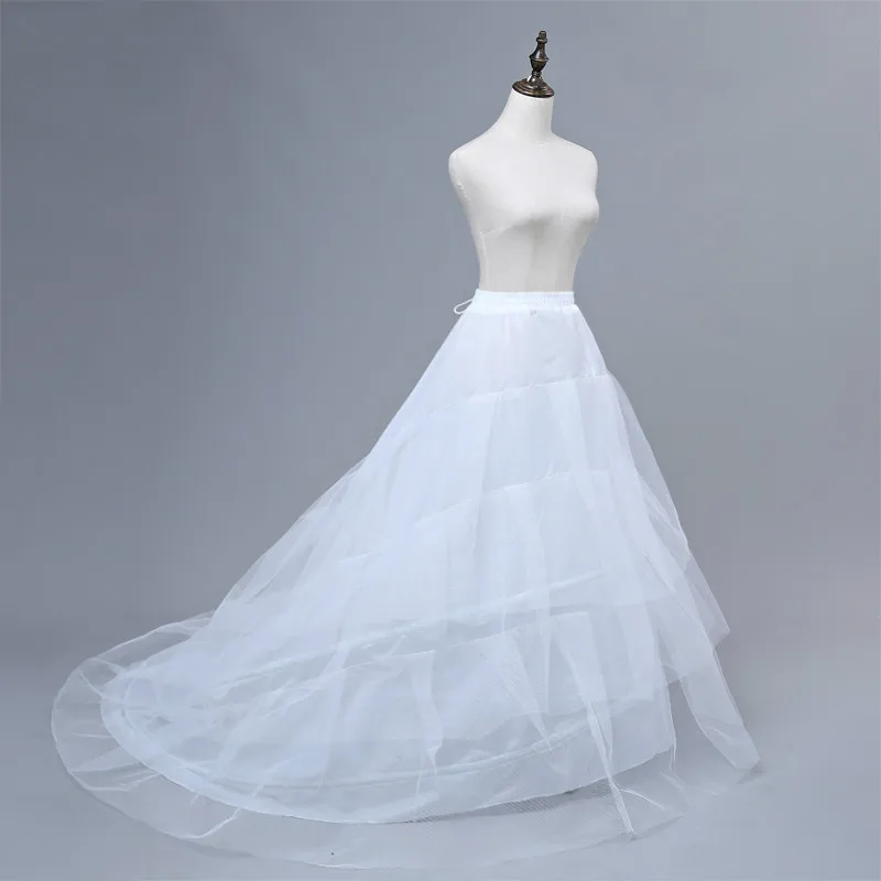 Белый подъюбник поезд кринолин нижняя 3-слоев для Свадебные платья Jupon Cerceau Mariage свадебные аксессуары