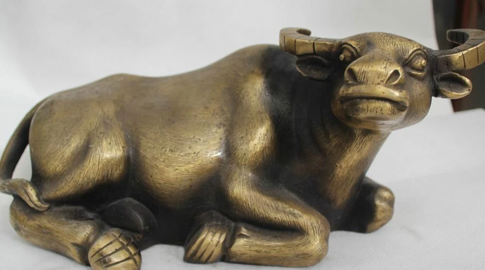 

6"Lucky Chinese Bronze Fengshui Zodiac Wealth Year OX Cow Cattle Statue