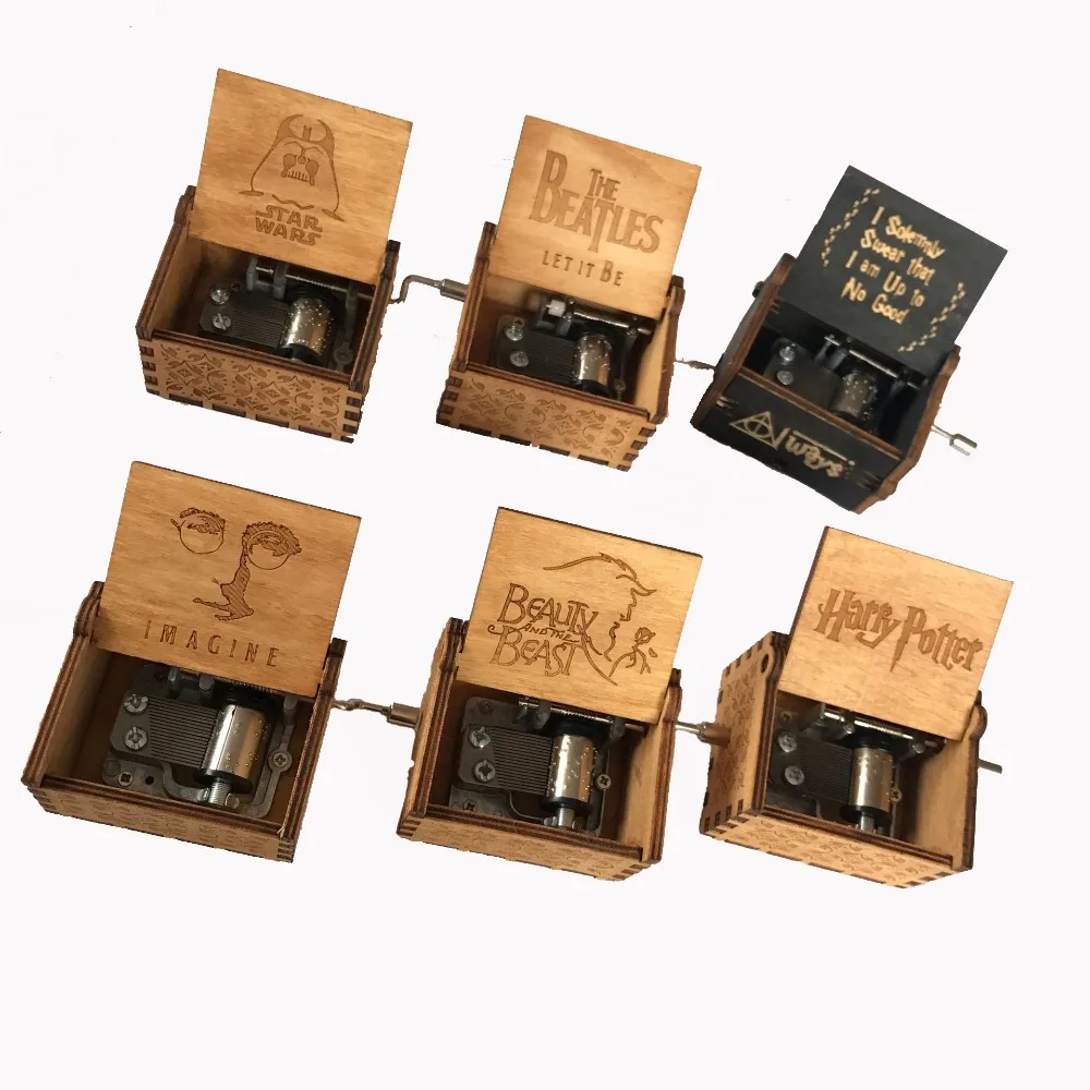 

Beauty and beast Black Star Wars Music Box Game of Thrones Castle In The Sky Hand Cranked Wood music box Christmas Gift
