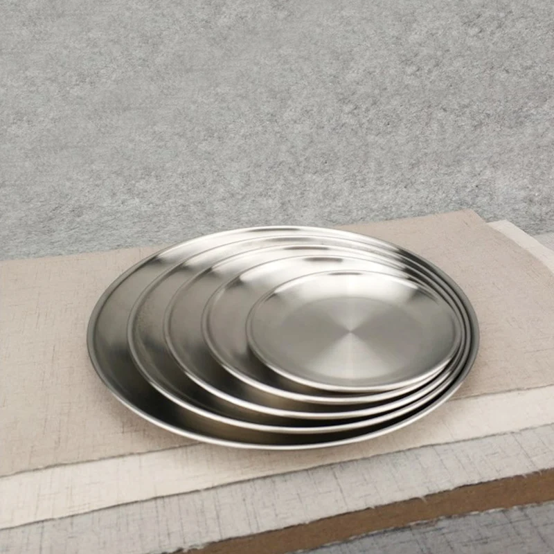 multi size Stainless Steel Flat Dish plate Double Insulated Thick