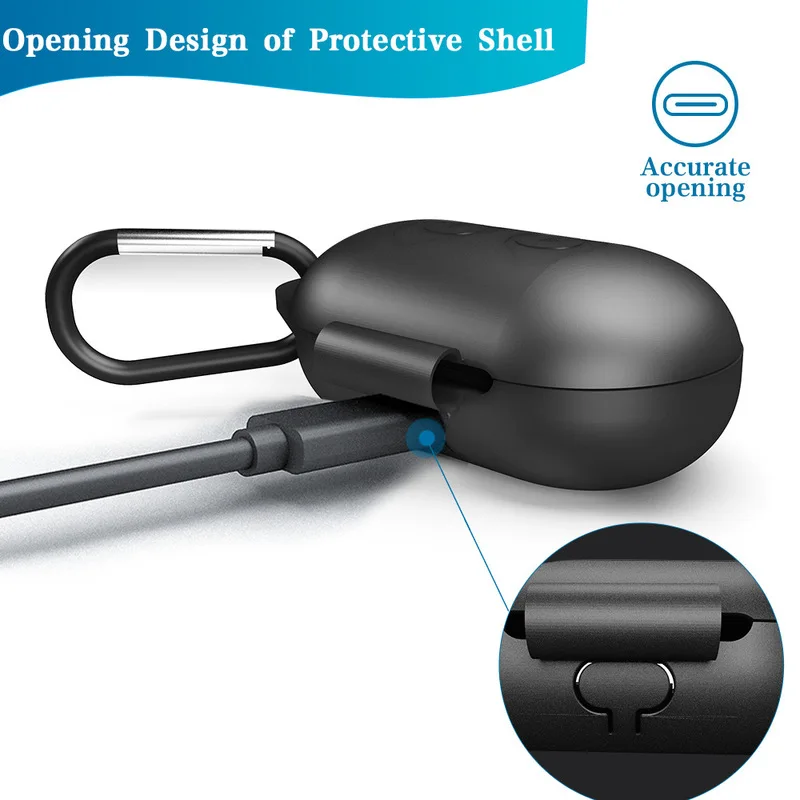

New Clamshell Opening Anti-shock Flexible Silicone Full Protective Cover Case for Samsung Galaxy Buds Sports Bluetooth Earphone