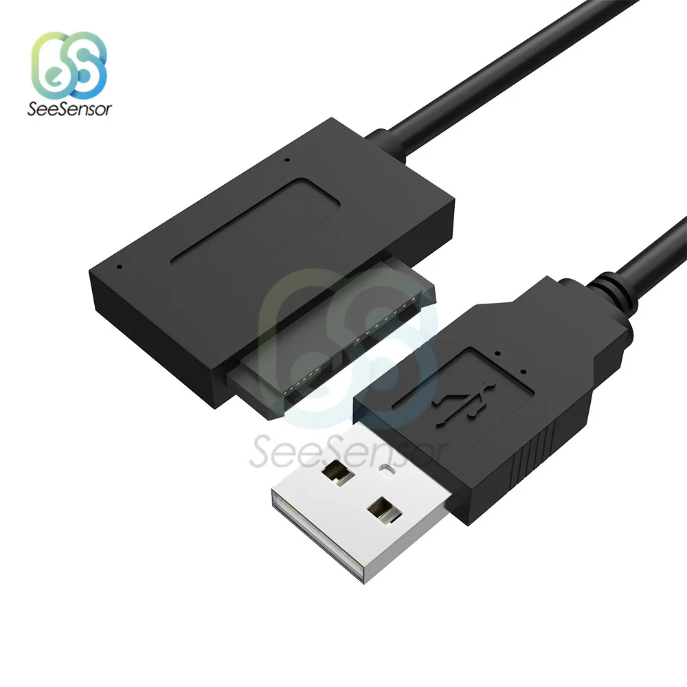 USB 2,0 до 13Pin SATA жесткий диск адаптер кабель Разъем Черный Slimline для ноутбука CD DVD Оптический привод нет необходимости питания