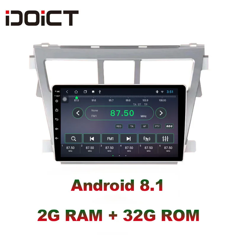 Clearance IDOICT Android 8.1 IPS Screen 2G+32G  Car DVD Player GPS Navigation Multimedia For Toyota Vios Yaris Radio 2006-2013 0