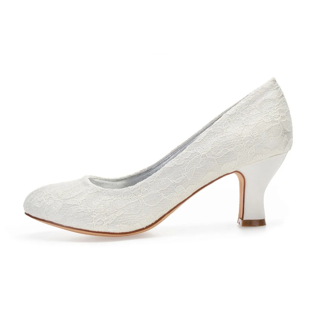 Ivory lace block heels