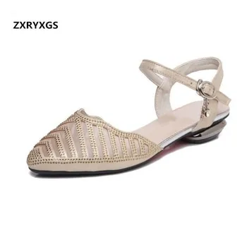 

2019 New Plus Size Summer Fashion Sandals Pointed Mesh Women Shoes Sandals Low-heeled Wild Comfort Casual Shoes Summer Sandals