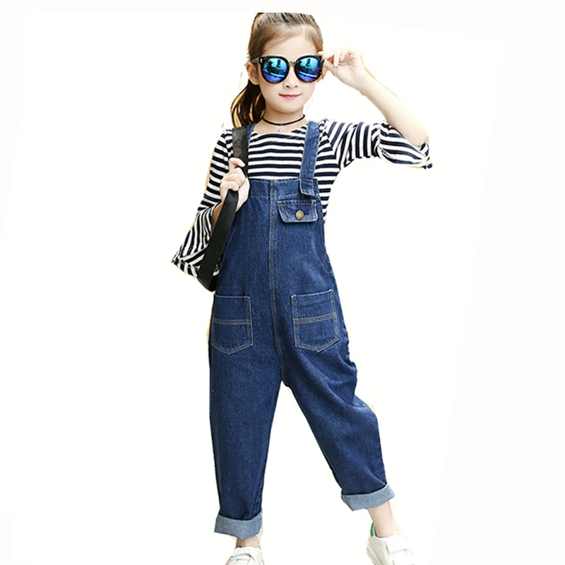 

Spring and Autumn Girl Children Denim Jeans Fashion Jumpsuit Overalls For Teenagers Girls Clothing Kids Pants Trousers Rompers
