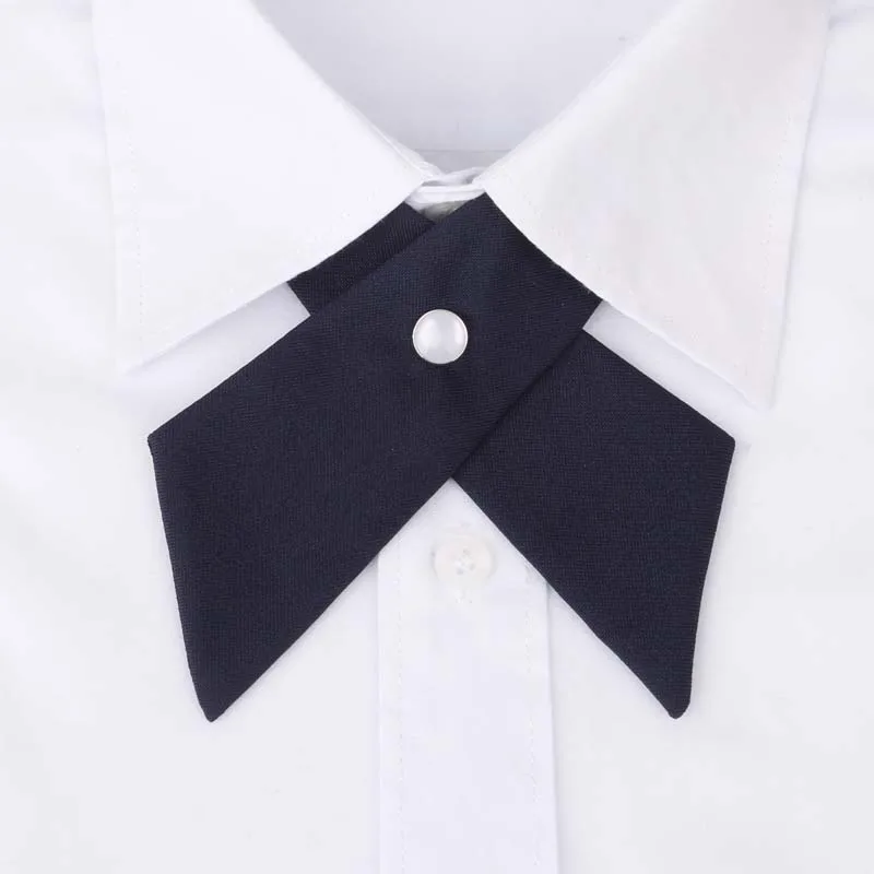 Mantieqiangway, галстук с перекрестным воротником для мужчин, Официальный однотонный цвет, для свадебной вечеринки, на пуговицах, с бантом, женские галстуки-бабочки, брендовые галстуки с галстуком на шею - Цвет: 031 navy blue