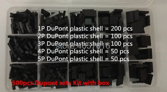 Комплект Dupont с коробкой 500 шт. 2 54 мм 1P 2P 3P 4P 5 контактов клемма в пластиковом