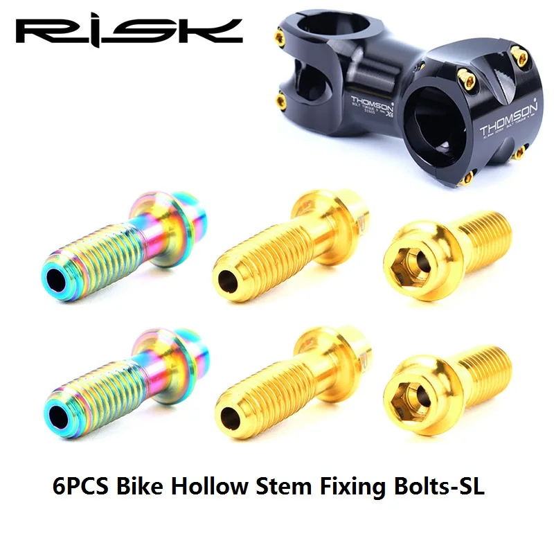 

RISK 6Pcs M5*18 mm Titanium SL Stem Fixing Bolts MTB Bicycle Bike Steering Stem Handlebar TC4 SL Screw Bicycle Fastening Parts