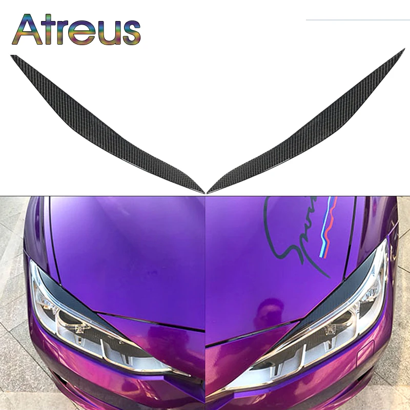 cheap Atreus Car Styling Black Carbon Fiber Headlight Decorative Stickers For 2011 2013 BMW 5 Series BMW F10 M Performance Accessories