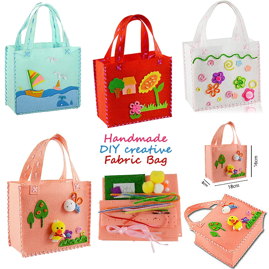 

First Sewing DIY Non-woven Felt Fabric Cloth Kit Assorted Design Sewing Pattern Bag Handbag Art & Crafts Educational Toy for Kid