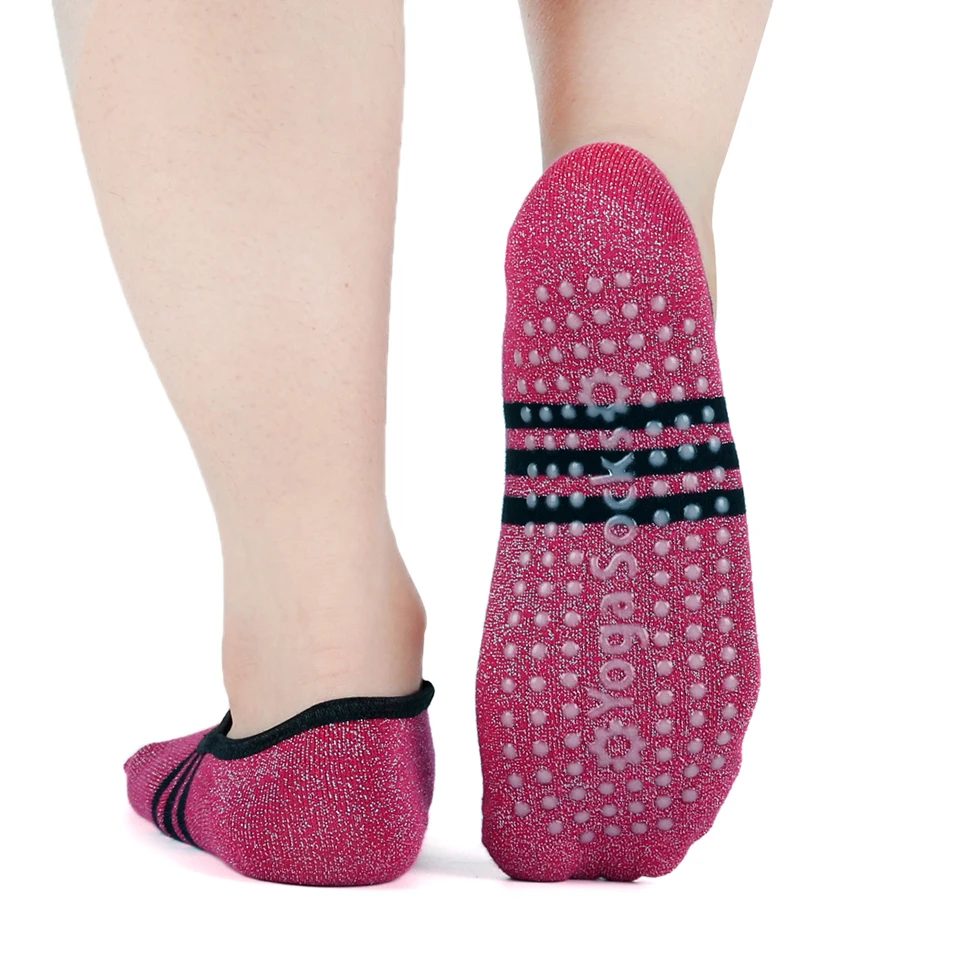 Women Anti-Skid Sports Yoga Toe Socks Fitness Five Fingers Gym Breathable Sock Wine red V-Neck