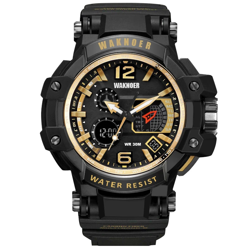 

WAKNOER Double Display Digital Relogio Masculino Men's Watch Fashion Sport Watch Date Calendar LED Electronics Watches saat 017