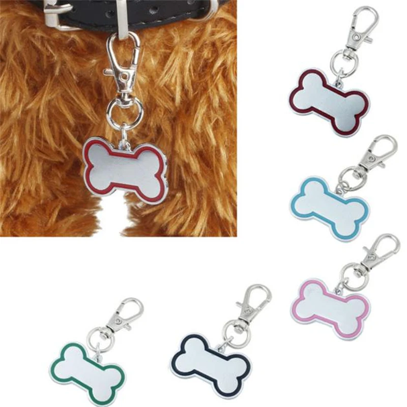 

Cute Pet Dog Bone Shape Design ID Tags Necklace Pets Name Collar Pendant Lovely Jewelry Puppy Cat Rhinestone Collars Accessories