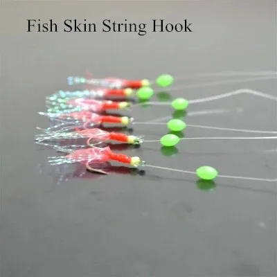 Luminoso na Pele de Peixe Vermelho Brilho Escuro Pendurar Corda Gancho Moscas Fishhook Isca Lago Reservatório Lagoa Carpa Pesca Lote 5 Peças 1 High Quality Esporte e Lazer
