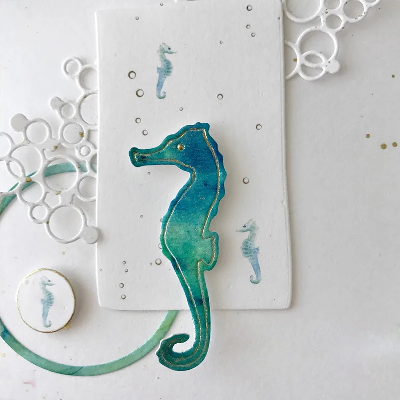 us 1 95 30 off sea animals seahorse dolphin jellyfish shell metal cutting dies card scrapbooking album paper diy card craft embossing die cuts in sea horse craft