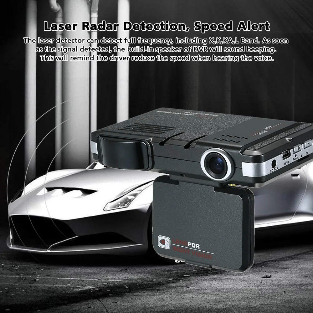 Beste KKMOON Nieuwe 2 in 1 Auto Camera Radar Detector 720 p Russisch Engels Voice Laser Radar Nachtzicht Dash cam Auto Dvr Auto Detector