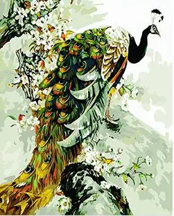 MaHuaf-W950 Elegant peacock DIY oil painting By Numbers Kits Paint On Canvas animal picture for bedroom decoration 