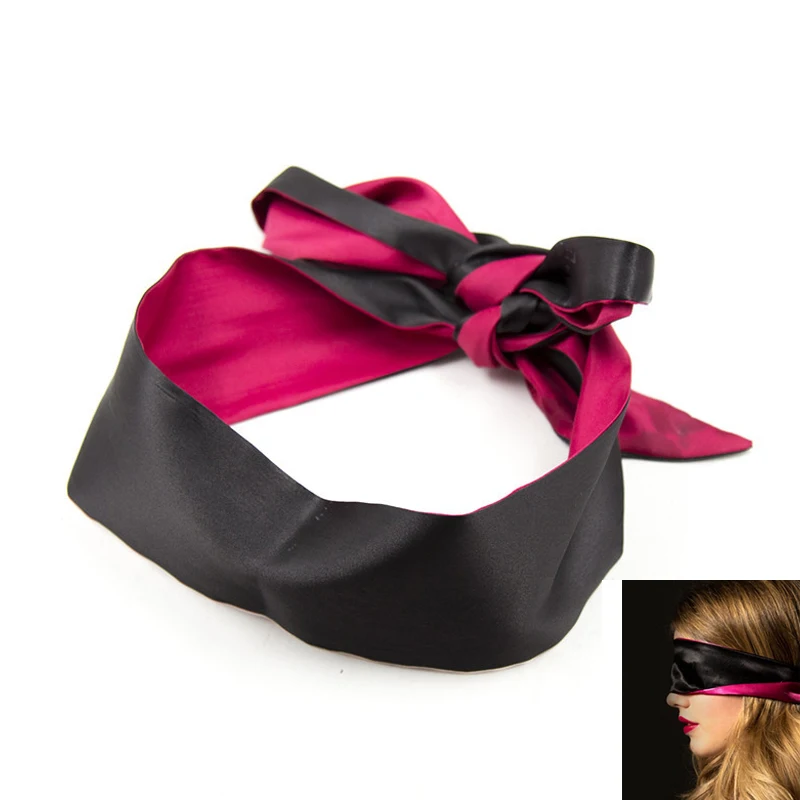 

2018 Party Game Sexy Soft Silk Satin Eye Mask Shade Blindfold Ribbon Reversible Bondage Patch Wedding Party Favor Decoration