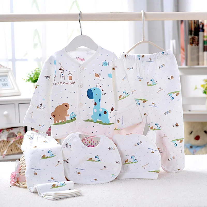 1Set Children Infant Clothes With Pants Long Sleeves Cute Pattern Cotton Blend