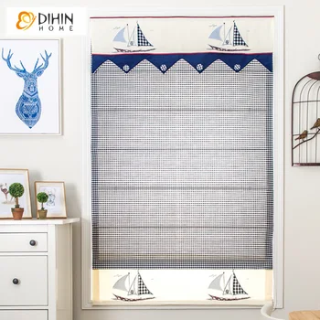 

Modern Curtains Cartoon Boat Pattern Valance Cotton/Linen Modern Roman Blinds Window Treatment Rollor Blind