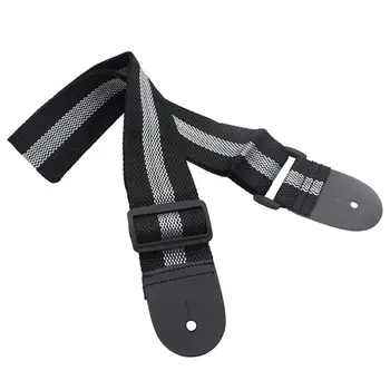 

Adjustable Guitar Straps Nylon Acoustic Guitar Strap With PU Leather TipsGuitar Accessories Black + Gray