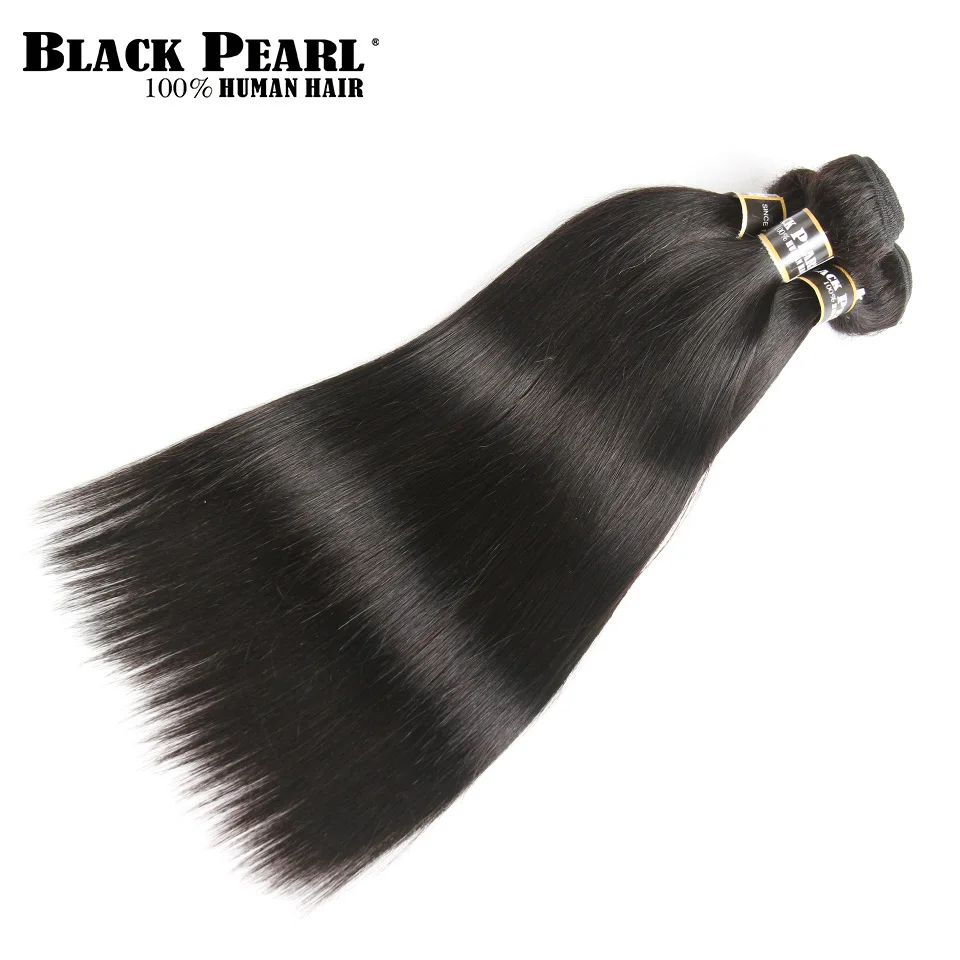 Black Pearl Straight Hair Bundles With Closure Non Remy Human Hair 3 Bundles With Closure Peruvian Hair Bundles With Closure